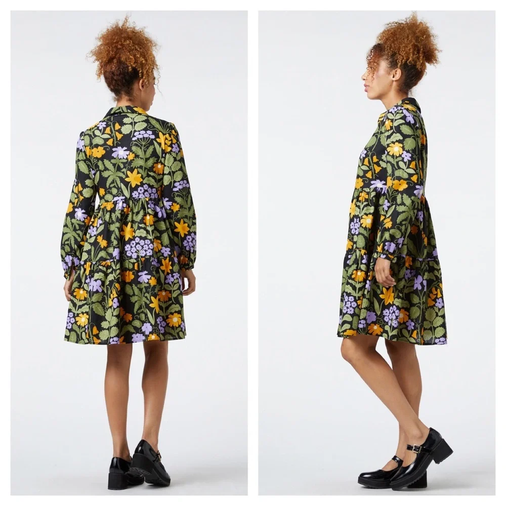 SOLD♏️ModCloth Princess Highway Luella Button Down Long Sleeve Floral TierDress - Picture 14 of 14